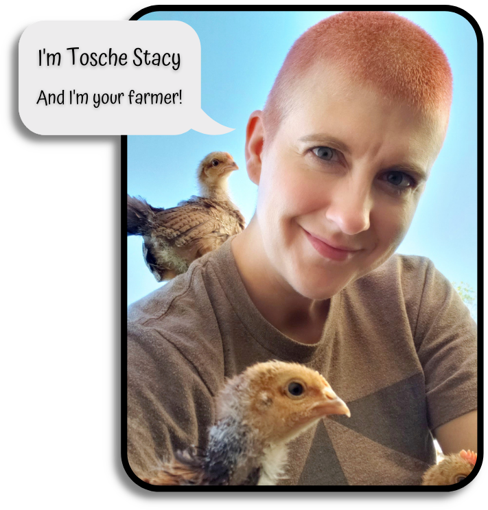 Tosche Stacy with baby chicks